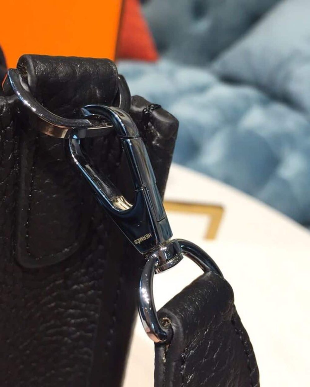 1:1 Replica Hermes Evelyne II TPM Bag Black For Women Silver Toned Hardware 7.9in/20cm