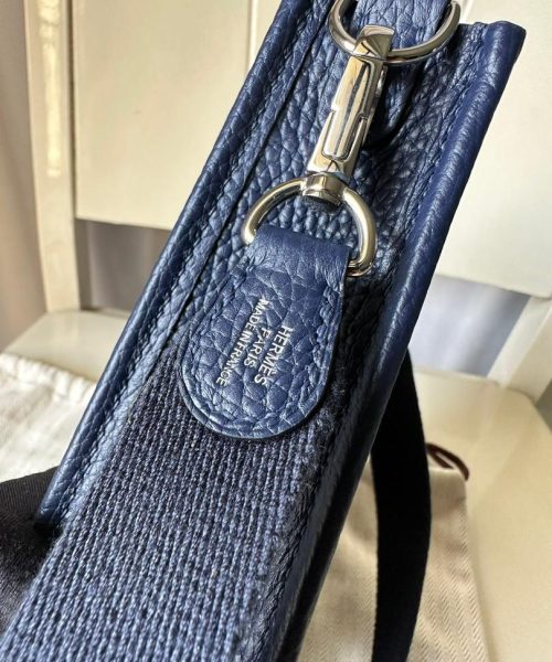1:1 Replica Hermes Evelyne II TPM Bag Navy For Women Silver Toned Hardware 7.9in/20cm