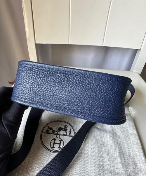 1:1 Replica Hermes Evelyne II TPM Bag Navy For Women Silver Toned Hardware 7.9in/20cm