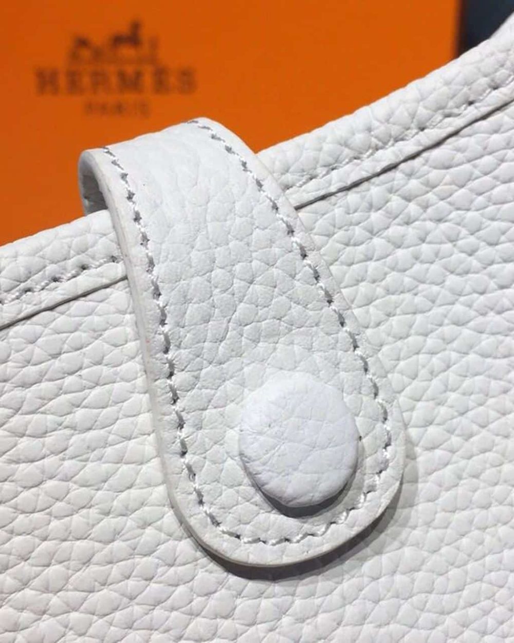 1:1 Replica Hermes Evelyne II TPM Bag White For Women Silver Toned Hardware 7.9in/20cm