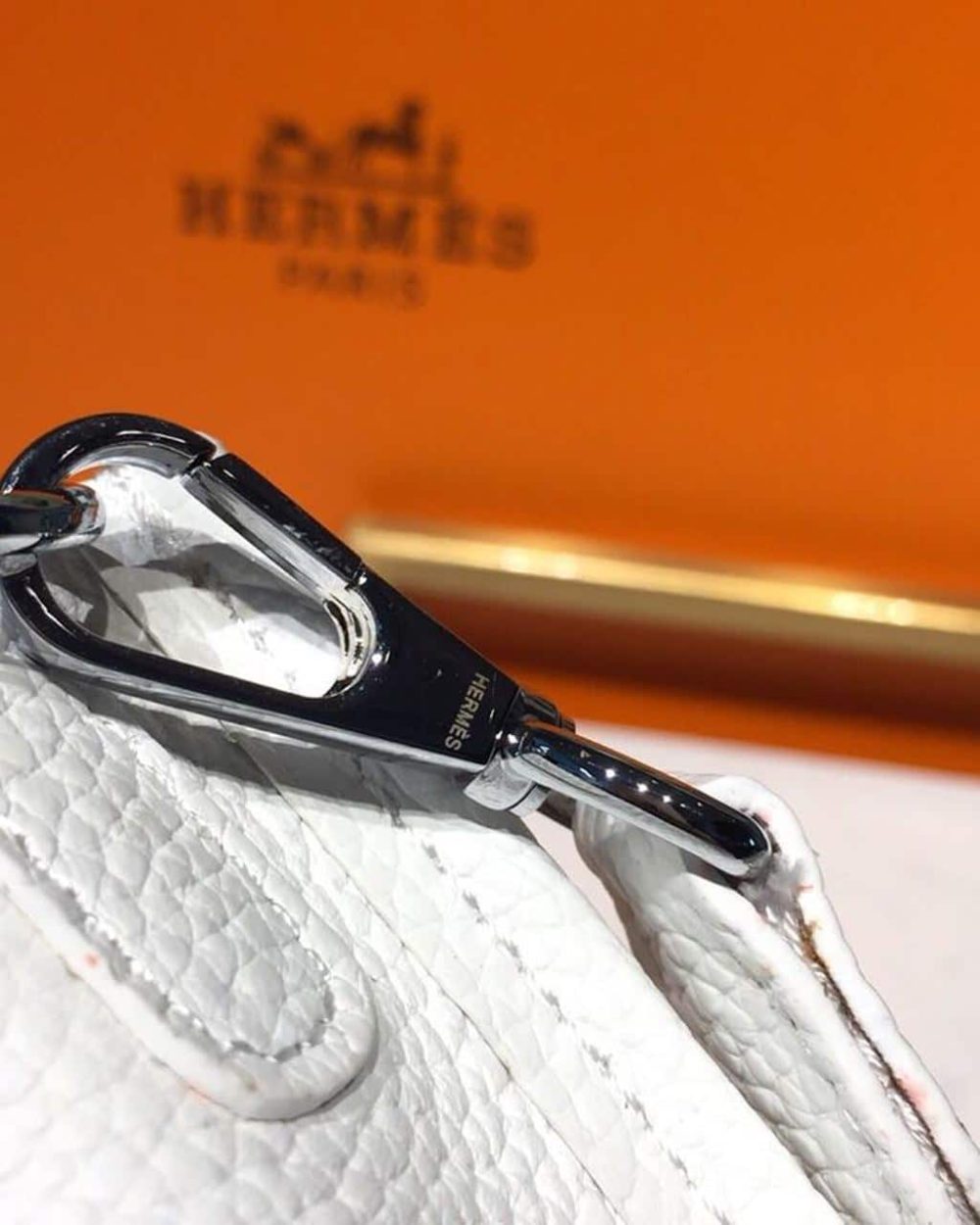 1:1 Replica Hermes Evelyne II TPM Bag White For Women Silver Toned Hardware 7.9in/20cm