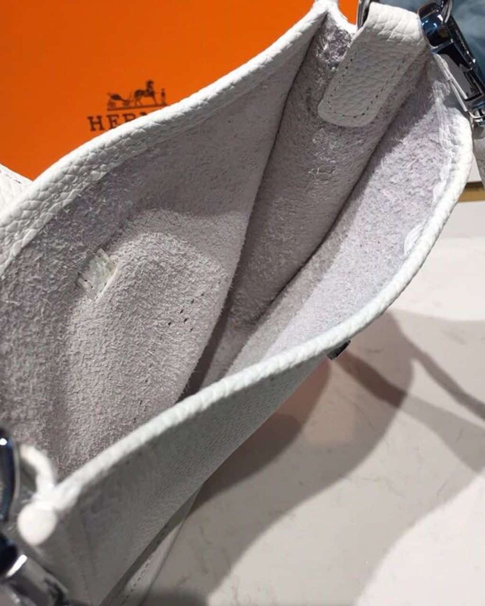 1:1 Replica Hermes Evelyne II TPM Bag White For Women Silver Toned Hardware 7.9in/20cm