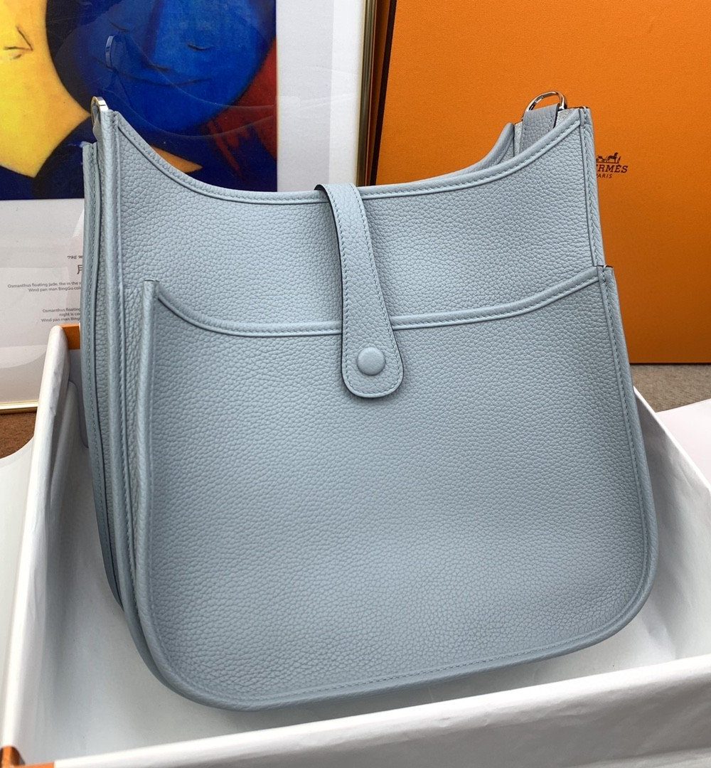 1:1 Replica Hermes Evelyne III 29 Bag Light Blue With Silver-Toned Hardware For Women, Women's Shoulder And Crossbody Bags 11.4in/29cm H056277CK18