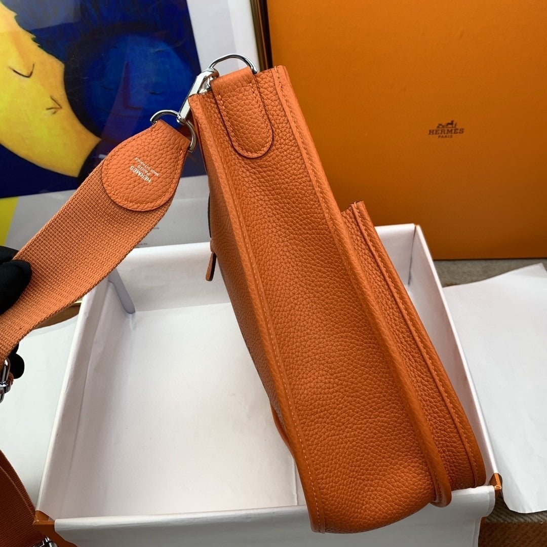 1:1 Replica Hermes Evelyne III 29 Bag Orange With Silver-Toned Hardware For Women, Women's Shoulder And Crossbody Bags 11.4in/29cm H056277CC9J - Image 2