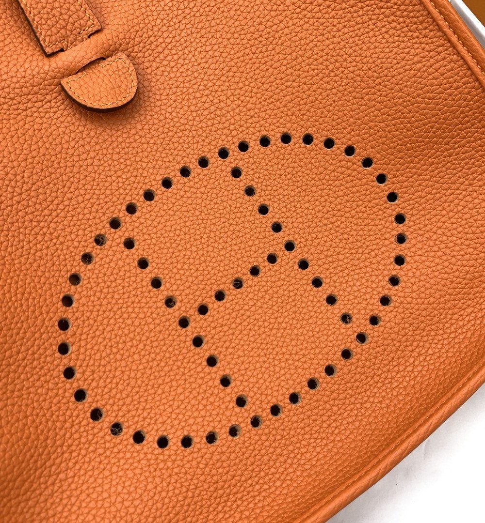 1:1 Replica Hermes Evelyne III 29 Bag Orange With Silver-Toned Hardware For Women, Women's Shoulder And Crossbody Bags 11.4in/29cm H056277CC9J