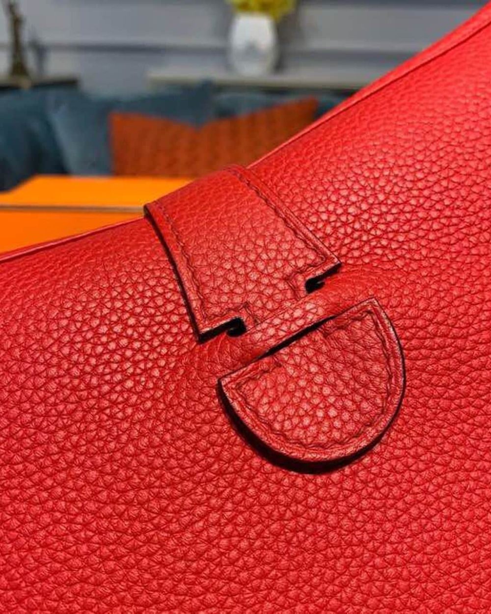 1:1 Replica Hermes Evelyne III 29 Bag Red With Silver-Toned Hardware For Women, Women's Shoulder And Crossbody Bags 11.4in/29cm