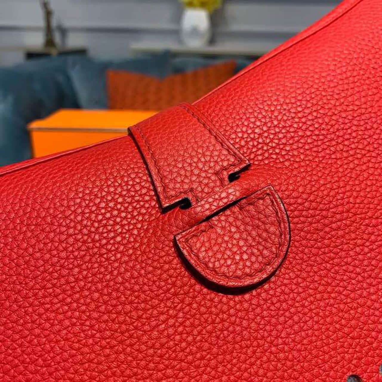 1:1 Replica Hermes Evelyne III 29 Bag Red With Silver-Toned Hardware For Women, Women's Shoulder And Crossbody Bags 11.4in/29cm - Image 6