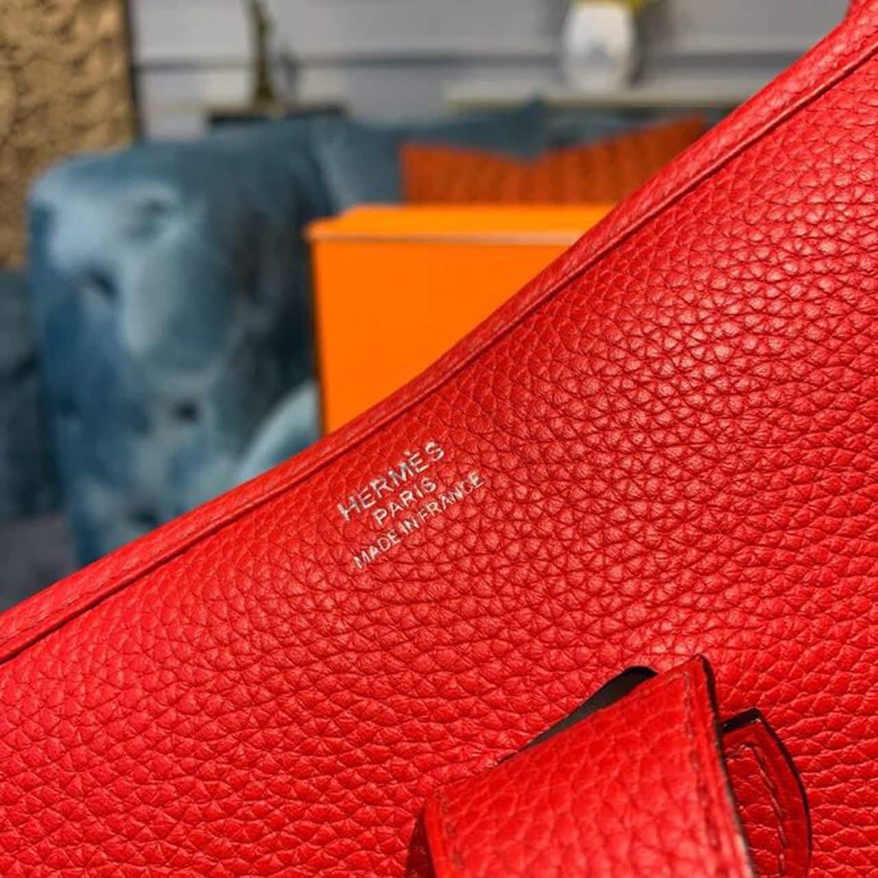1:1 Replica Hermes Evelyne III 29 Bag Red With Silver-Toned Hardware For Women, Women's Shoulder And Crossbody Bags 11.4in/29cm - Image 7