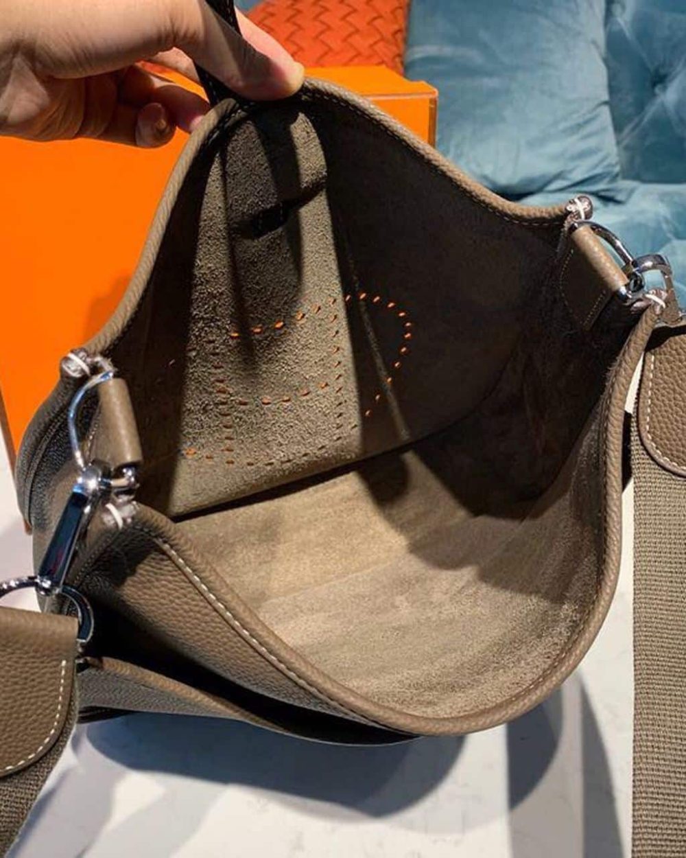 1:1 Replica Hermes Evelyne III GM Bag Brown For Women 11.8in/30cm