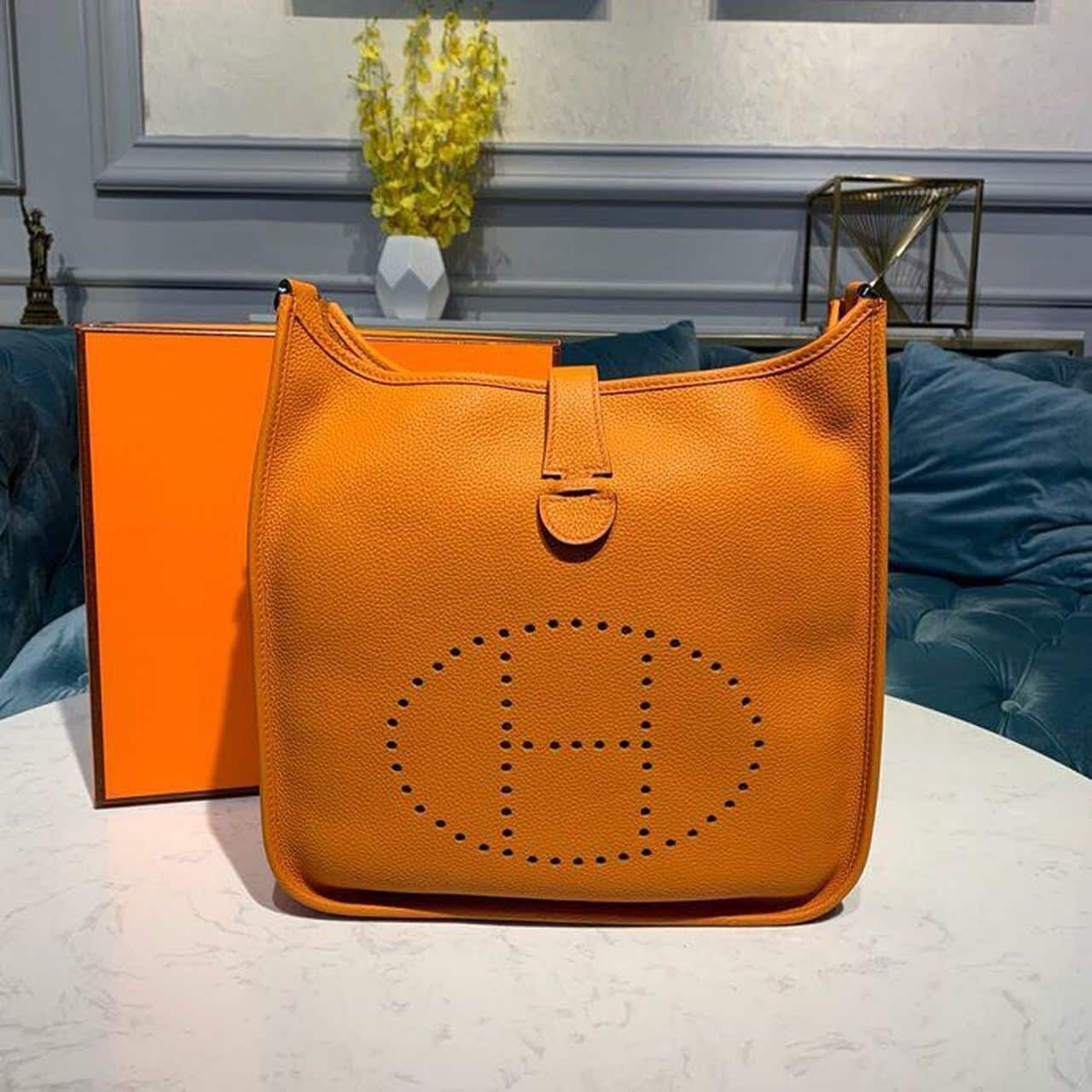 1:1 Replica Hermes Evelyne III GM Bag Orange For Women 11.8in/30cm