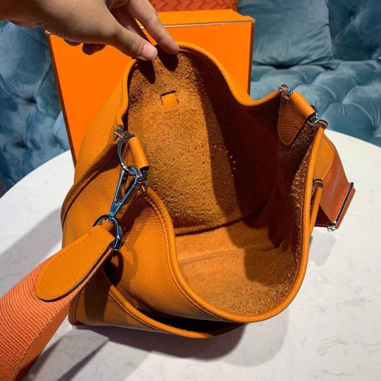 1:1 Replica Hermes Evelyne III GM Bag Orange For Women 11.8in/30cm - Image 10