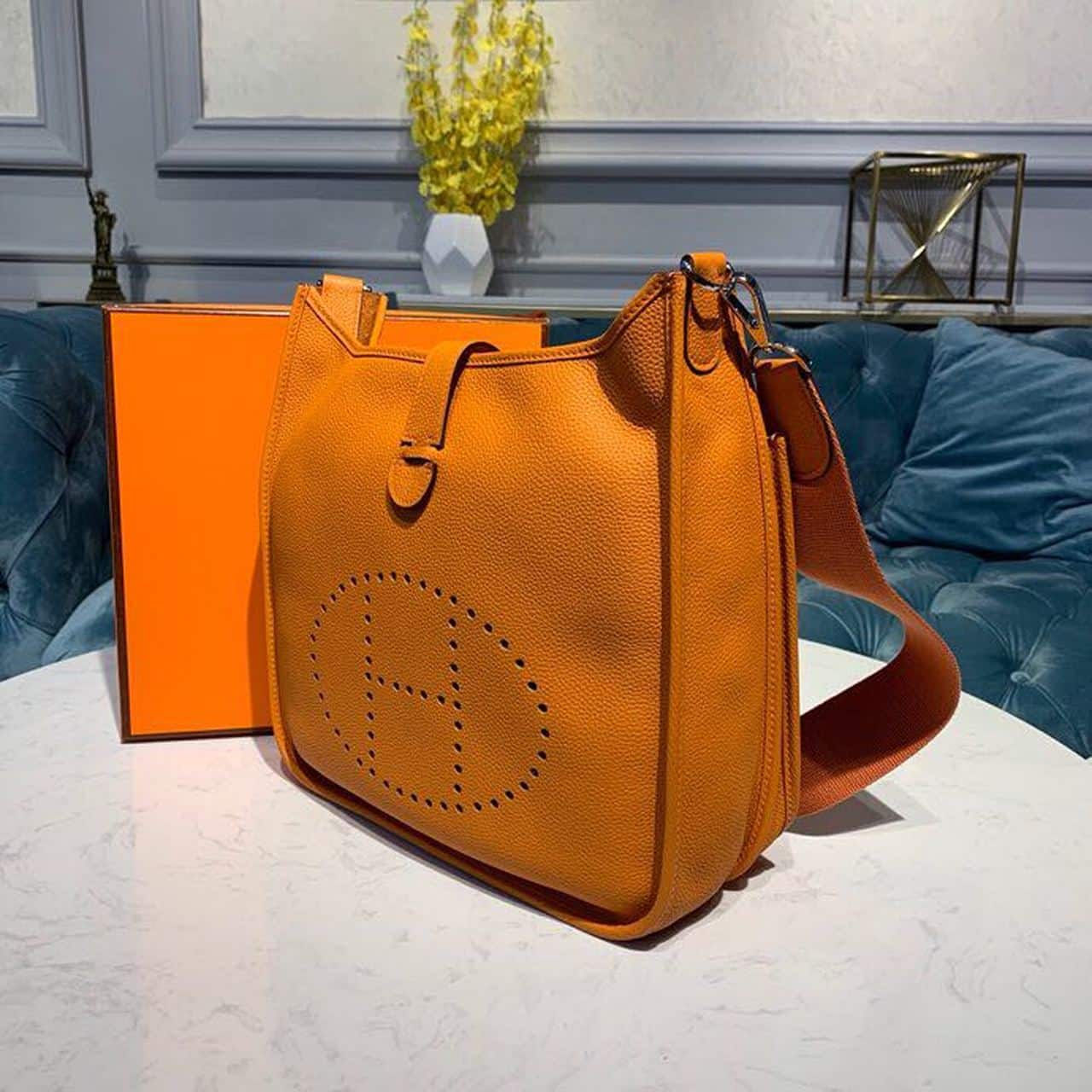1:1 Replica Hermes Evelyne III GM Bag Orange For Women 11.8in/30cm - Image 3