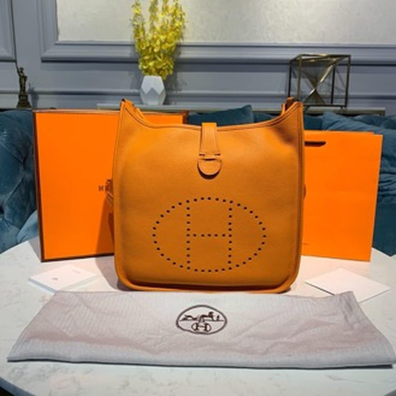 1:1 Replica Hermes Evelyne III GM Bag Orange For Women 11.8in/30cm - Image 11
