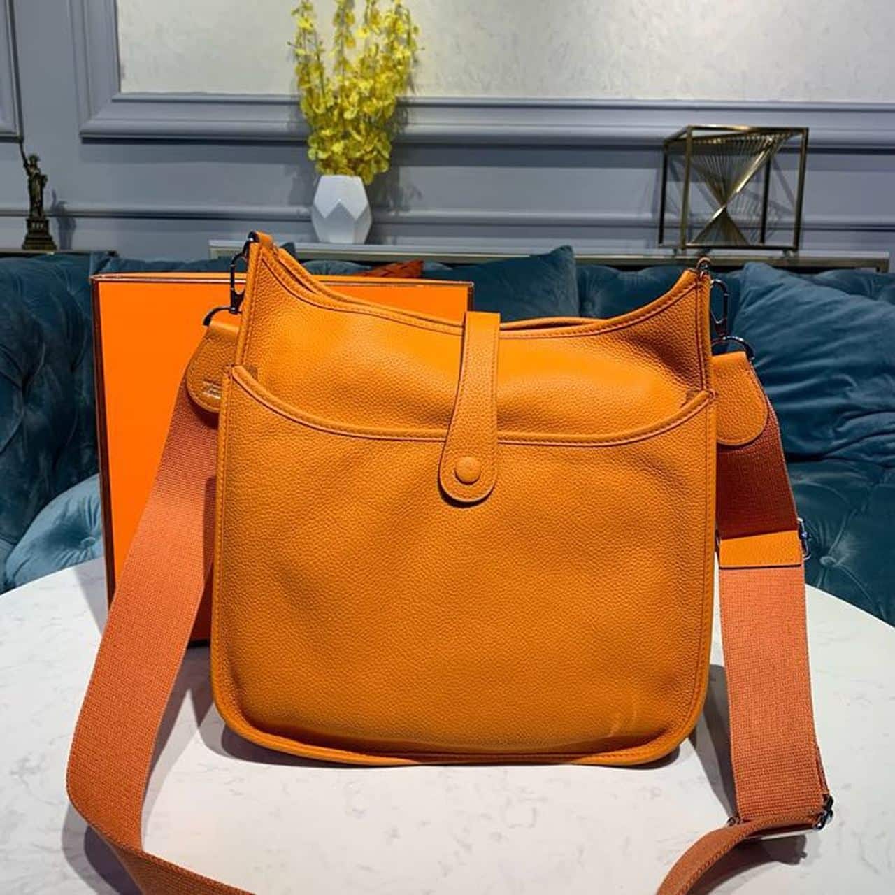 1:1 Replica Hermes Evelyne III GM Bag Orange For Women 11.8in/30cm - Image 4