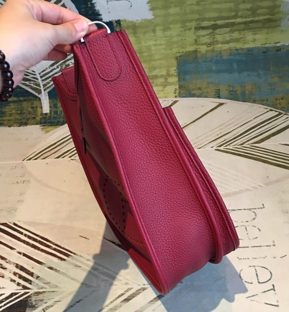 1:1 Replica Hermes Evelyne III PM Bag Burgundy For Women Silver Toned Hardware 11.8in/30cm