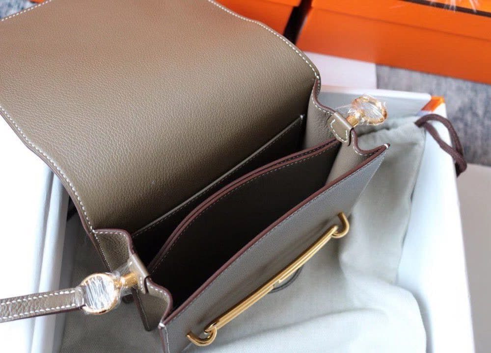 1:1 Replica Hermes Evercolor Sac Roulis 23 Grey Galet For Women, Women's Handbags, Shoulder Bags 9in/23cm