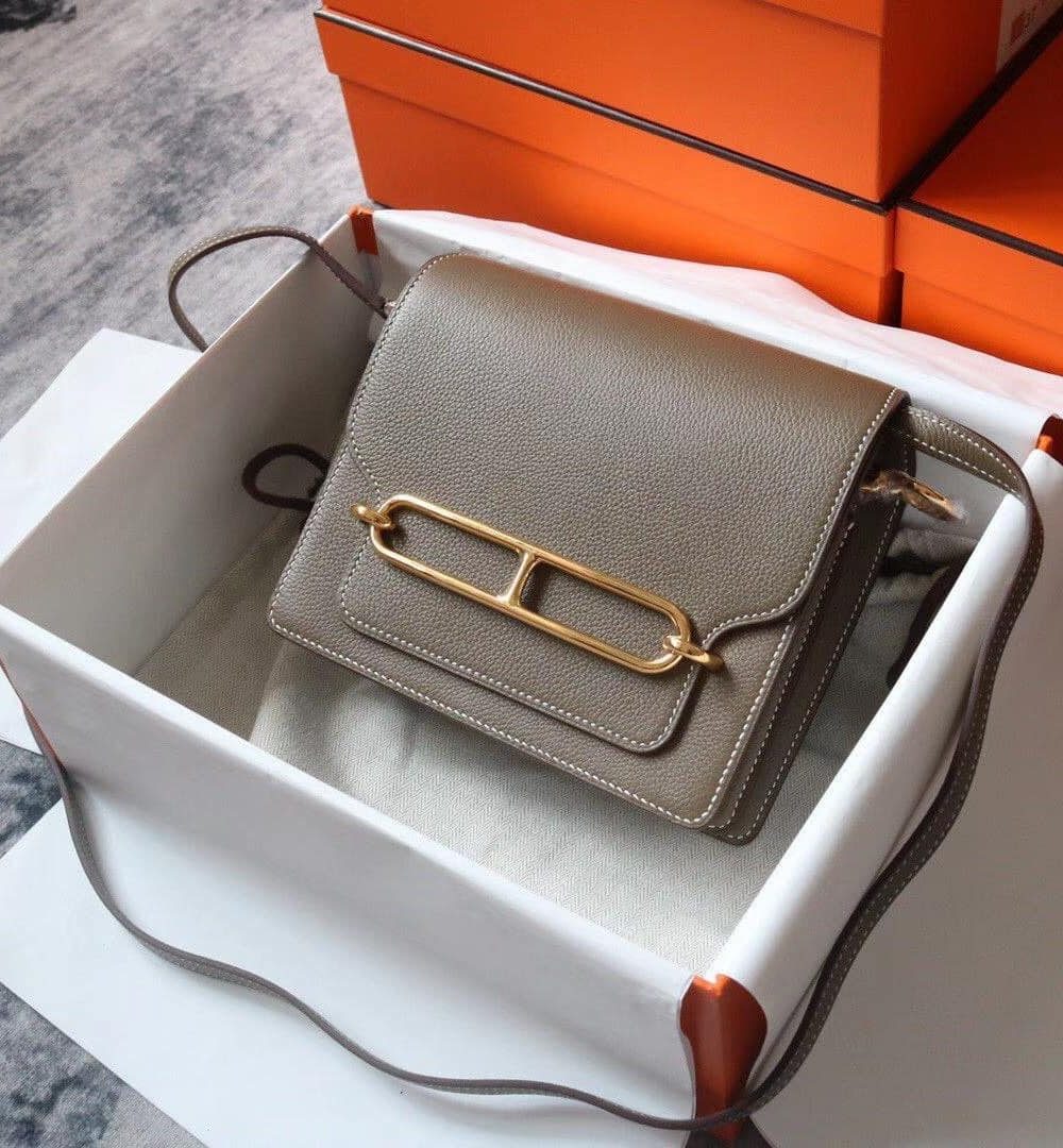 1:1 Replica Hermes Evercolor Sac Roulis 23 Grey Galet For Women, Women's Handbags, Shoulder Bags 9in/23cm