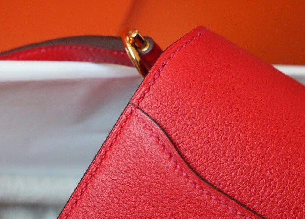 1:1 Replica Hermes Evercolor Sac Roulis 23 Red For Women, Women's Handbags, Shoulder Bags 9in/23cm