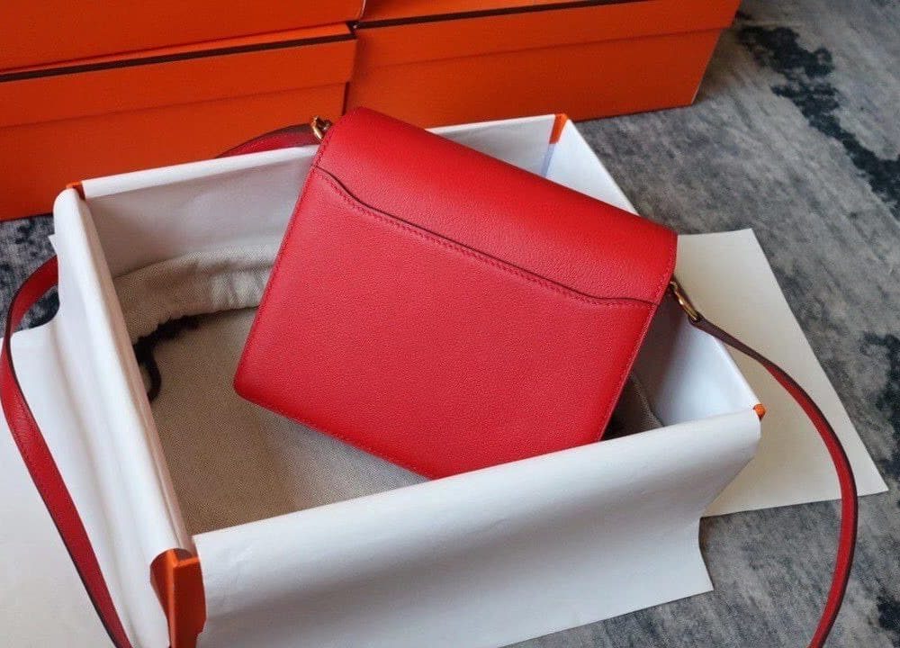 1:1 Replica Hermes Evercolor Sac Roulis 23 Red For Women, Women's Handbags, Shoulder Bags 9in/23cm