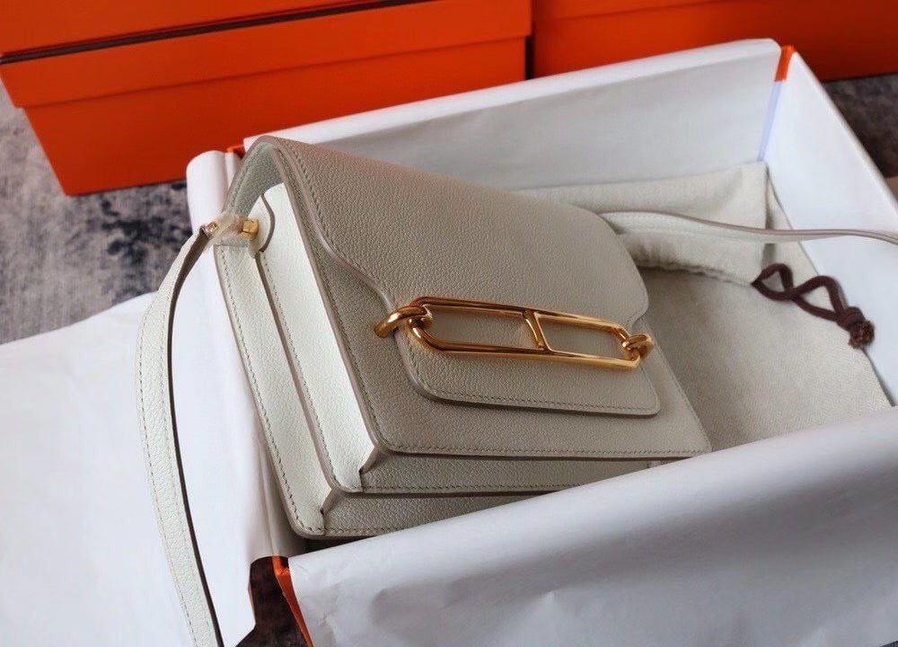 1:1 Replica Hermes Evercolor Sac Roulis 23 White For Women, Women's Handbags, Shoulder Bags 9in/23cm