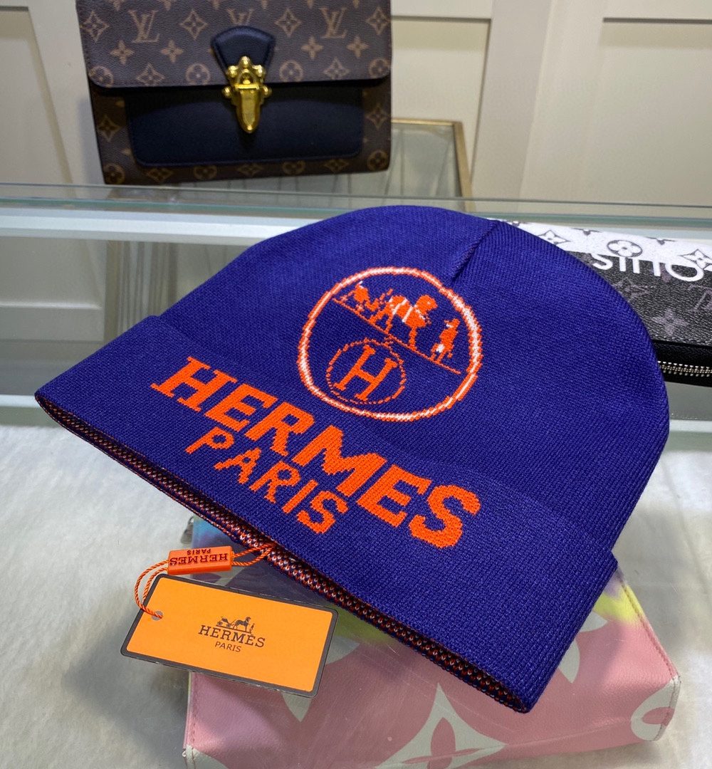 Hermes Frequence Beanie In Blue