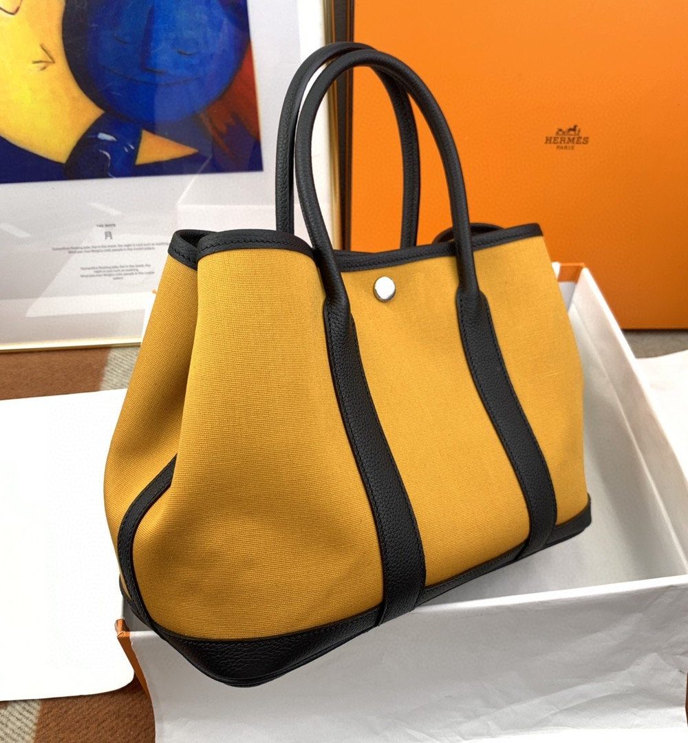 1:1 Replica Hermes Garden Party 36 Canvas Tote Bag Yellow/Black For Women, Women’s Handbags, Shoulder Bags 14.2in/36cm