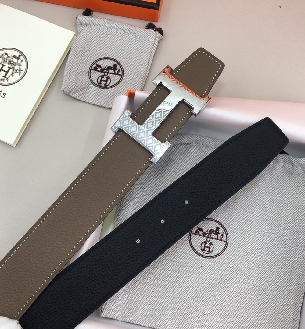 1:1 Replica Hermes H Belt Buckle & Reversible Grey For Women, Women Belt