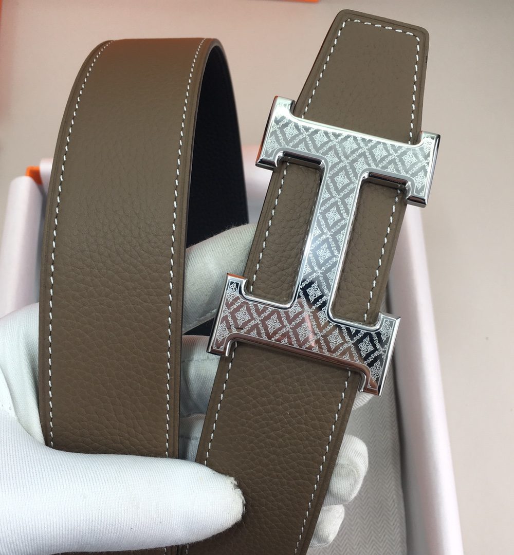 1:1 Replica Hermes H Belt Buckle & Reversible Grey For Women, Women Belt