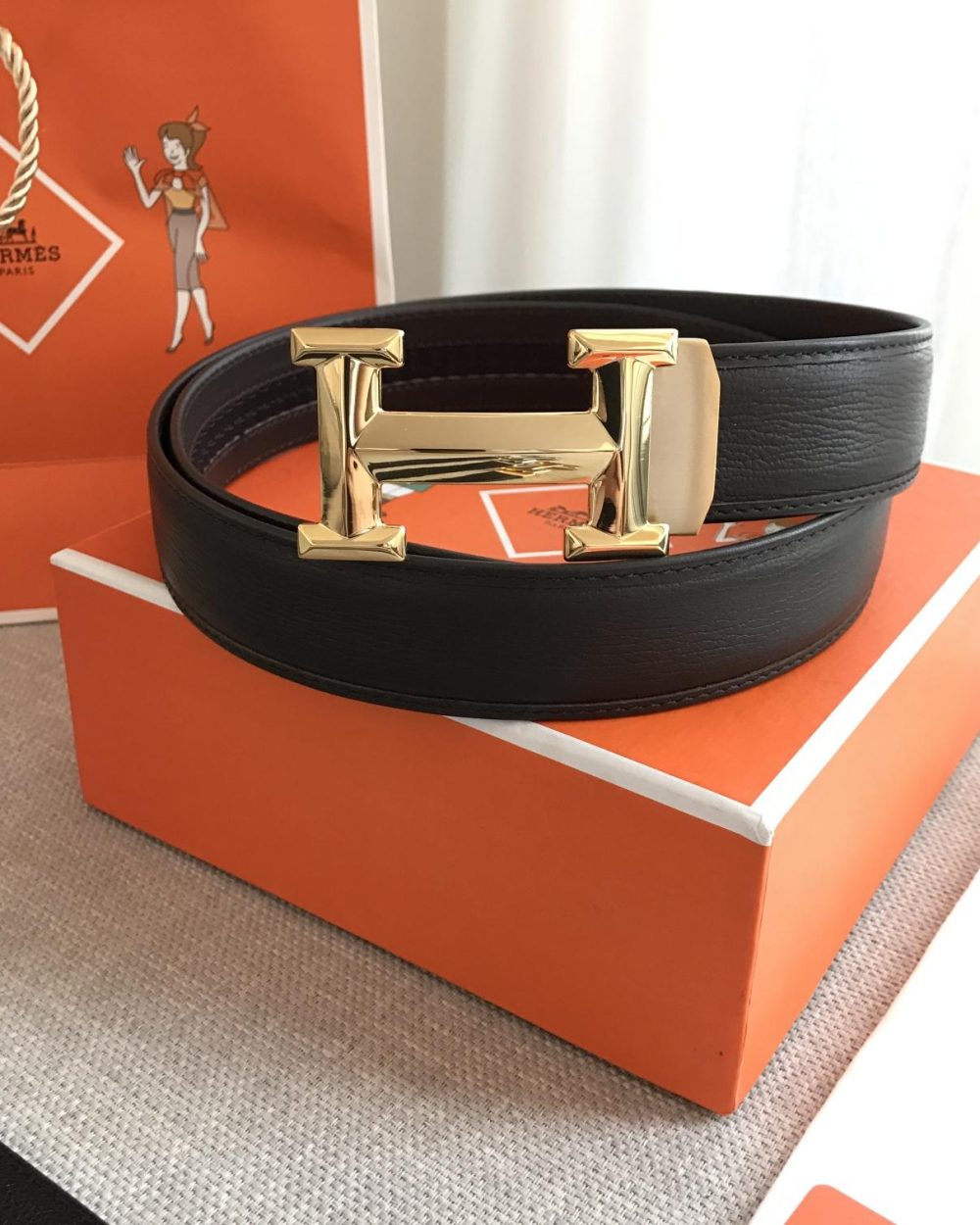 1:1 Replica Hermes H Belt Buckle & Reversible Strap Black For Women, Women Belt