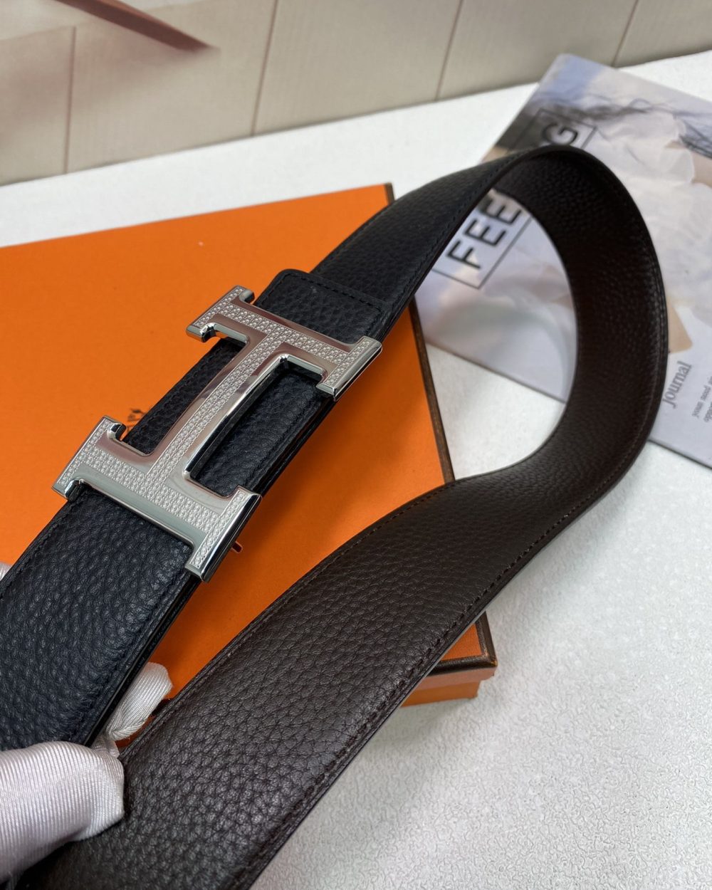1:1 Replica Hermes H Striee Belt Buckle & Reversible Black For Women, Women Belt