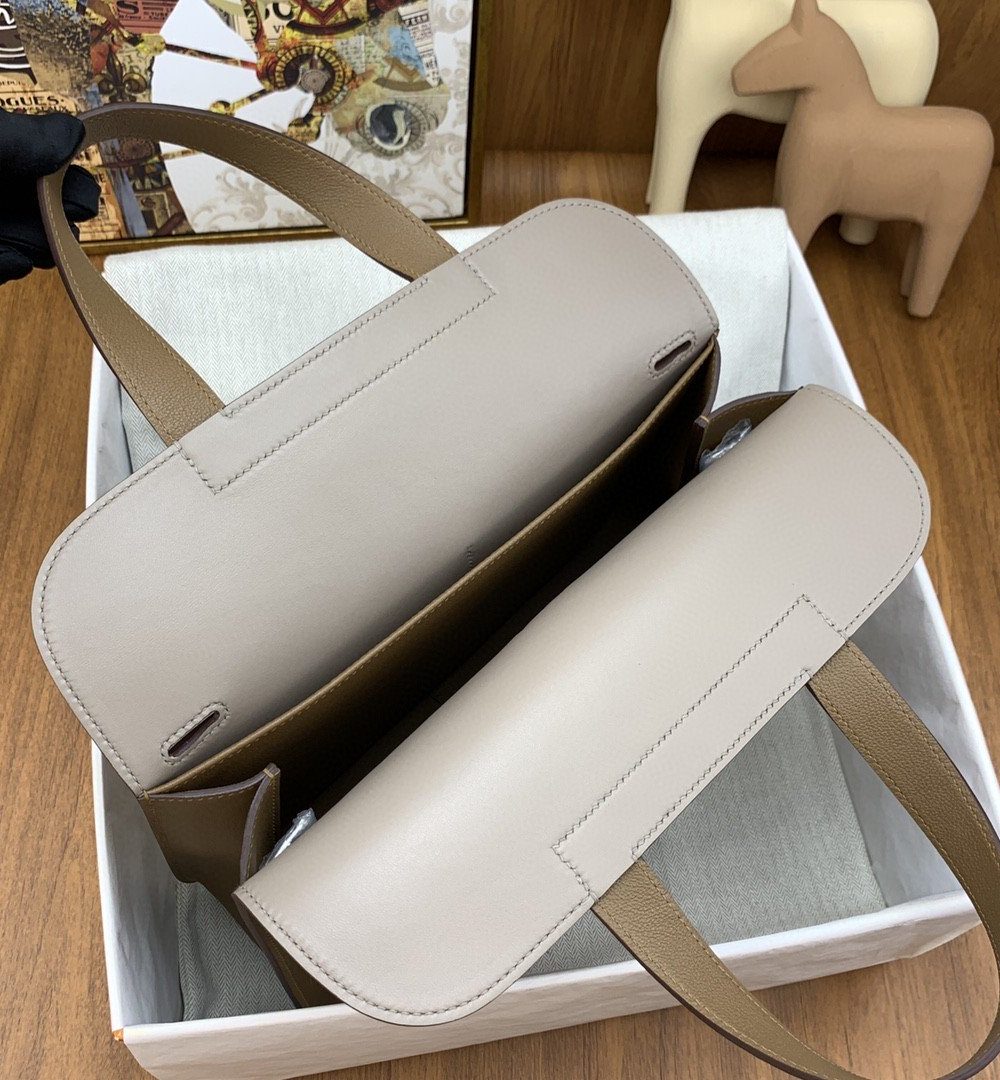 1:1 Replica Hermes Halzan 31 Brown, Silver Toned Hardware Bag For Women, Women's Handbags, Shoulder Bags 12.2in/31cm