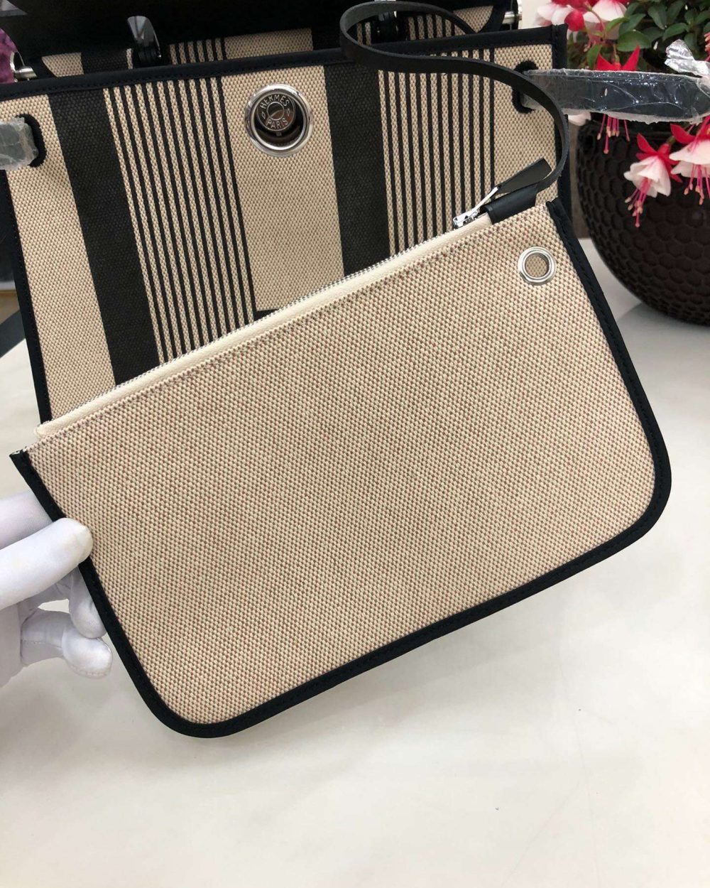 1:1 Replica Hermes Herbag Zip Bag Black/Brown/Red For Women 31cm / 12.2in