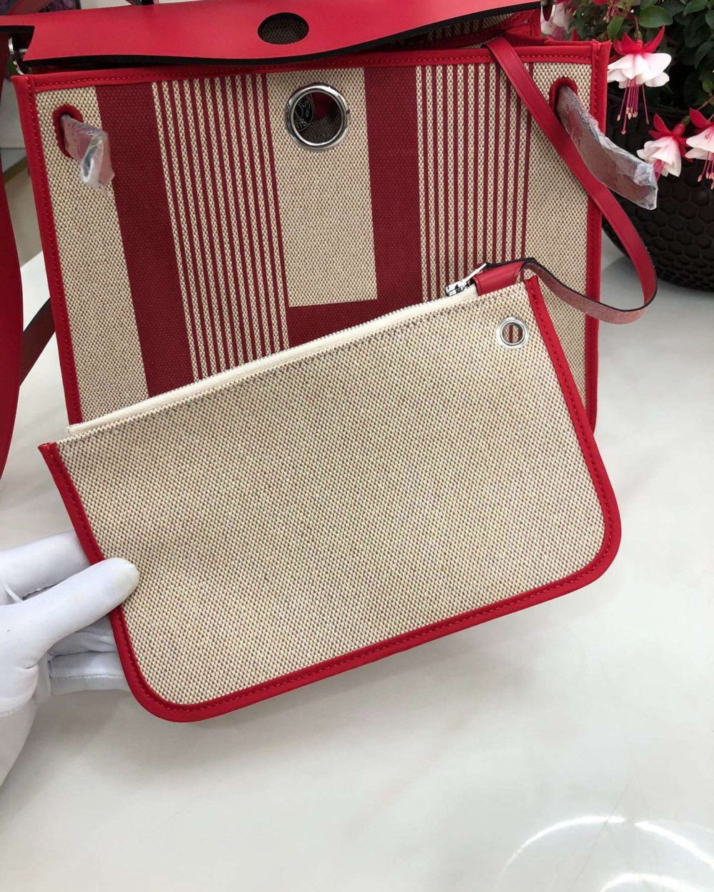 1:1 Replica Hermes Herbag Zip Bag Black/Brown/Red For Women 31cm / 12.2in