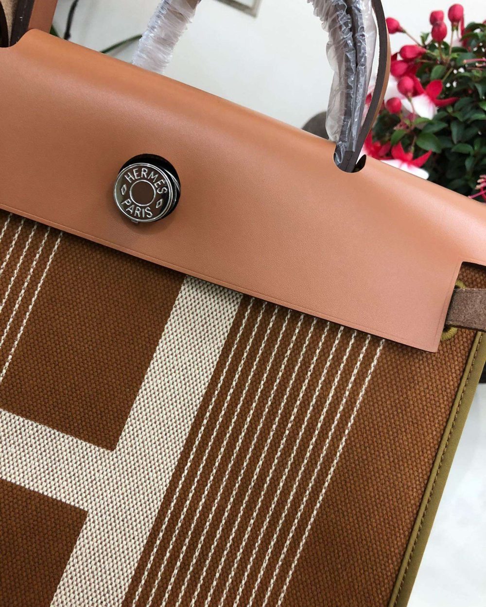 1:1 Replica Hermes Herbag Zip Bag Black/Brown/Red For Women 31cm / 12.2in