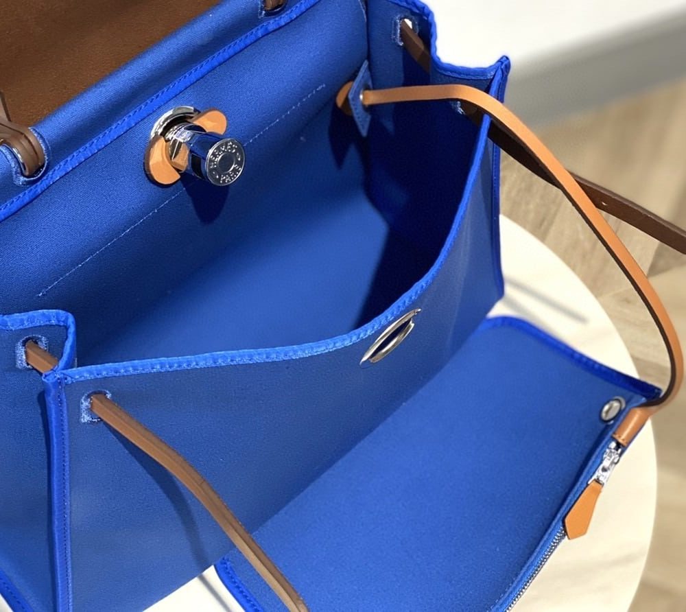1:1 Replica Hermes Herbag Zip Bag Blue, Silver Toned Hardware Bag For Women, Women's Handbags, Shoulder Bags 12.2in/31cm