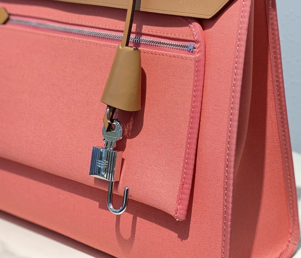 1:1 Replica Hermes Herbag Zip Bag Pink, Silver Toned Hardware Bag For Women, Women's Handbags, Shoulder Bags 12.2in/31cm