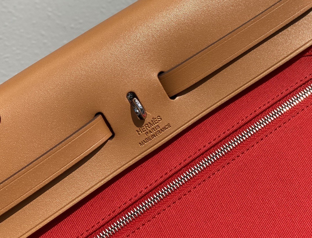 1:1 Replica Hermes Herbag Zip Bag Red, Silver Toned Hardware Bag For Women, Women's Handbags, Shoulder Bags 12.2in/31cm - Image 9