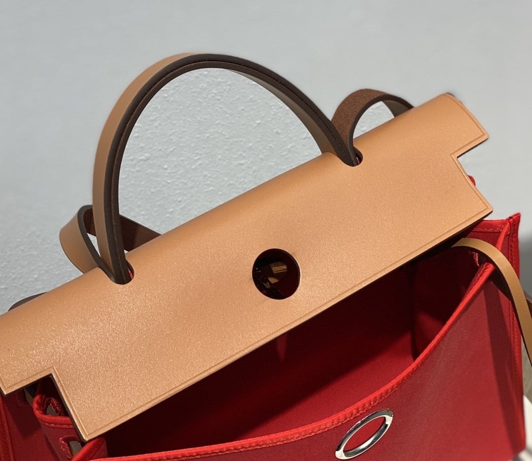 1:1 Replica Hermes Herbag Zip Bag Red, Silver Toned Hardware Bag For Women, Women's Handbags, Shoulder Bags 12.2in/31cm - Image 7