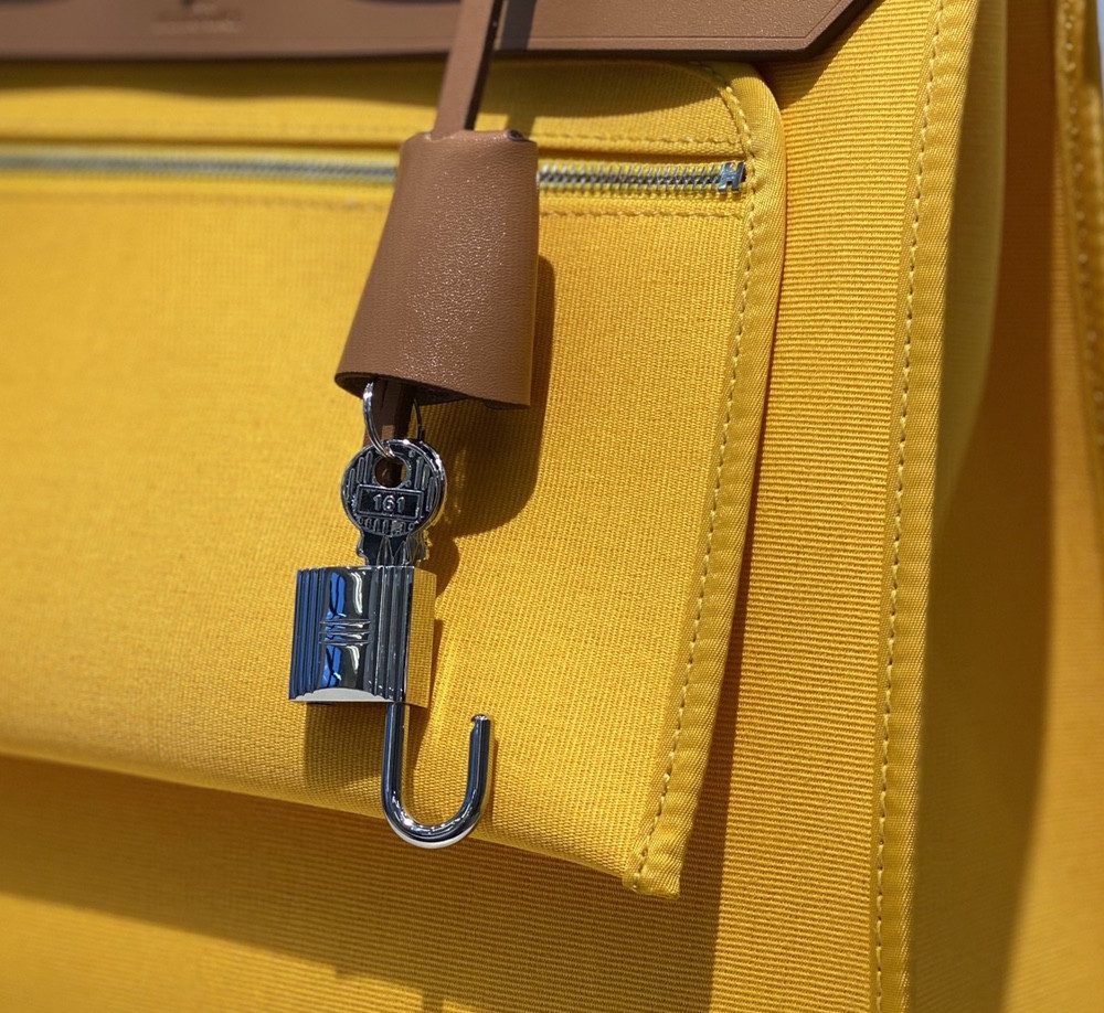 1:1 Replica Hermes Herbag Zip Bag Yellow, Silver Toned Hardware Bag For Women, Women's Handbags, Shoulder Bags 12.2in/31cm