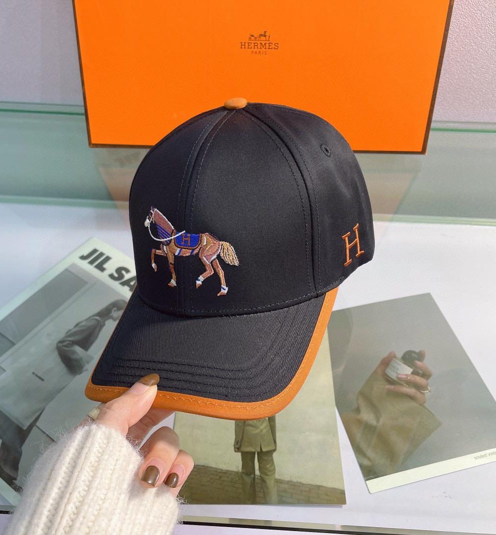 Hermes Horse Cap Black Hermes Cap