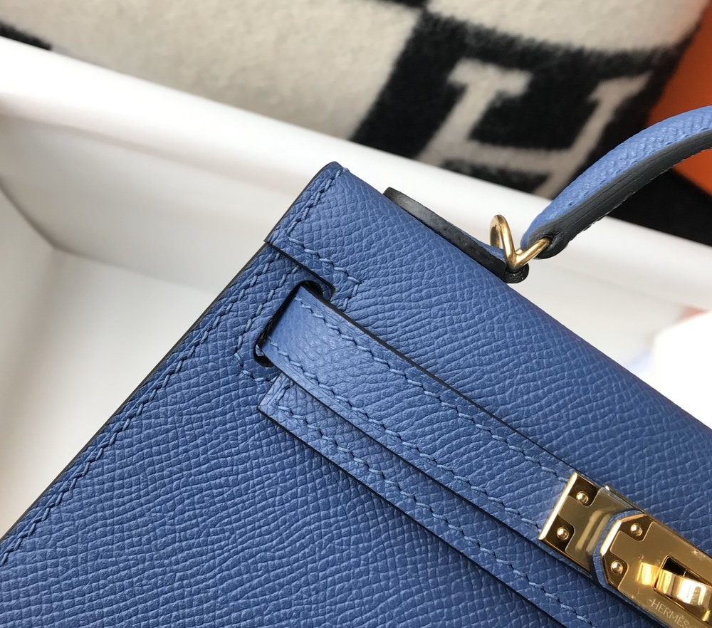 1:1 Replica Hermes Kelly 19 Blue France Swift Bag For Women, Women's Handbags, Shoulder Bags 7.5in/19cm