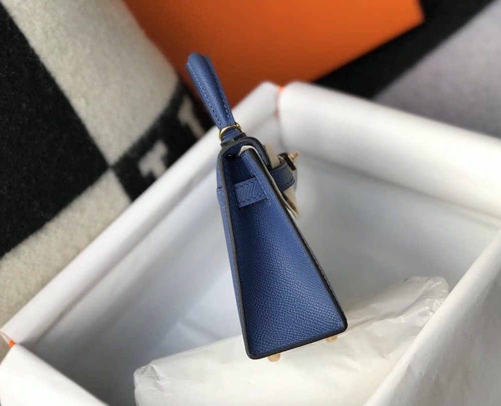 1:1 Replica Hermes Kelly 19 Blue France Swift Bag For Women, Women's Handbags, Shoulder Bags 7.5in/19cm