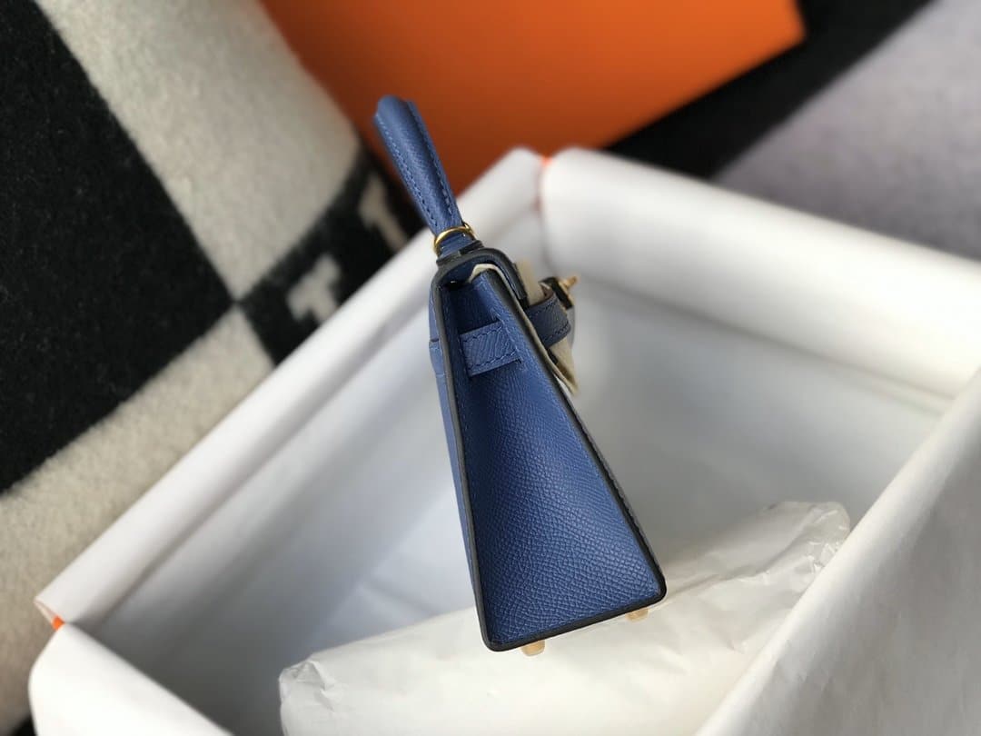 1:1 Replica Hermes Kelly 19 Blue France Swift Bag For Women, Women's Handbags, Shoulder Bags 7.5in/19cm - Image 9