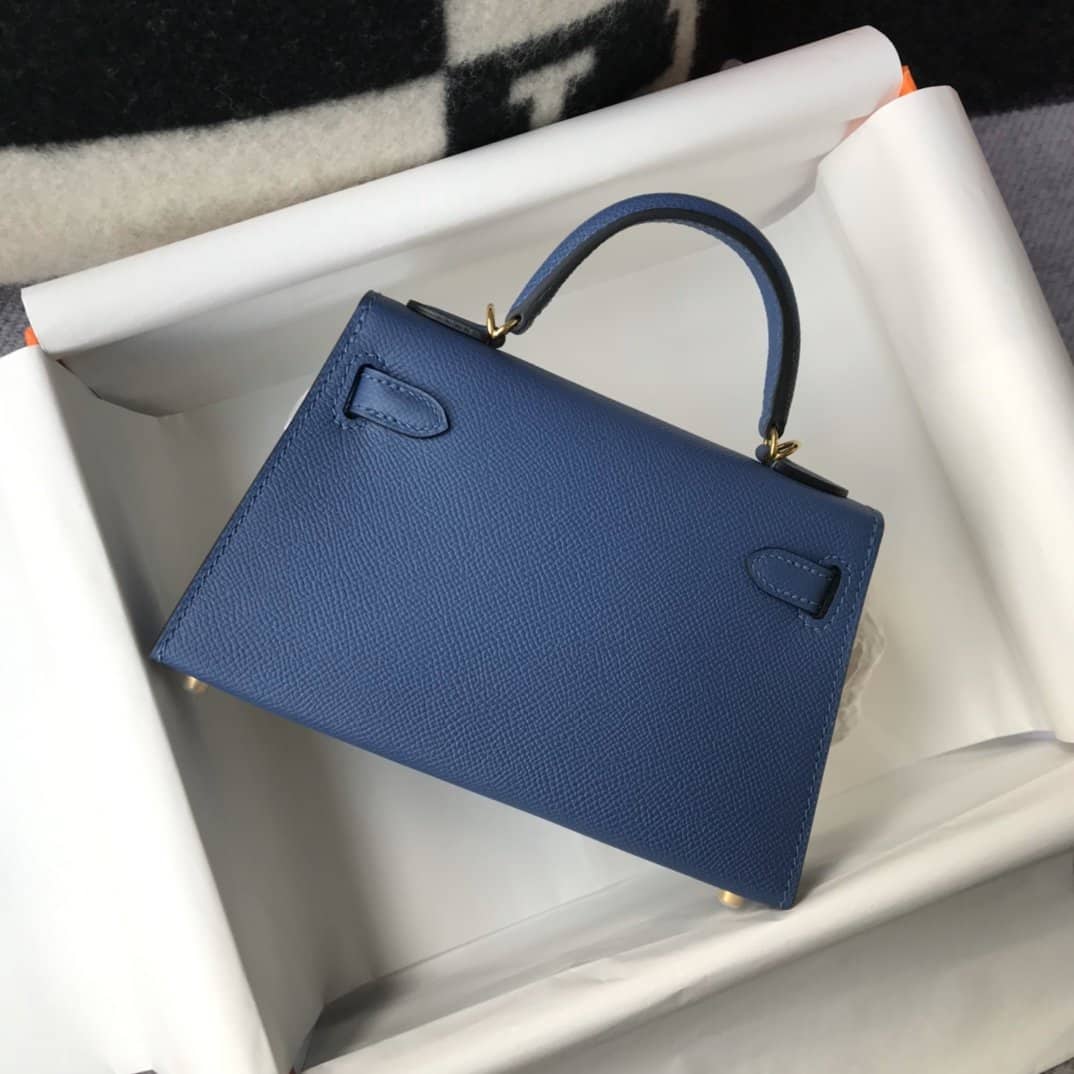 1:1 Replica Hermes Kelly 19 Blue France Swift Bag For Women, Women's Handbags, Shoulder Bags 7.5in/19cm - Image 4