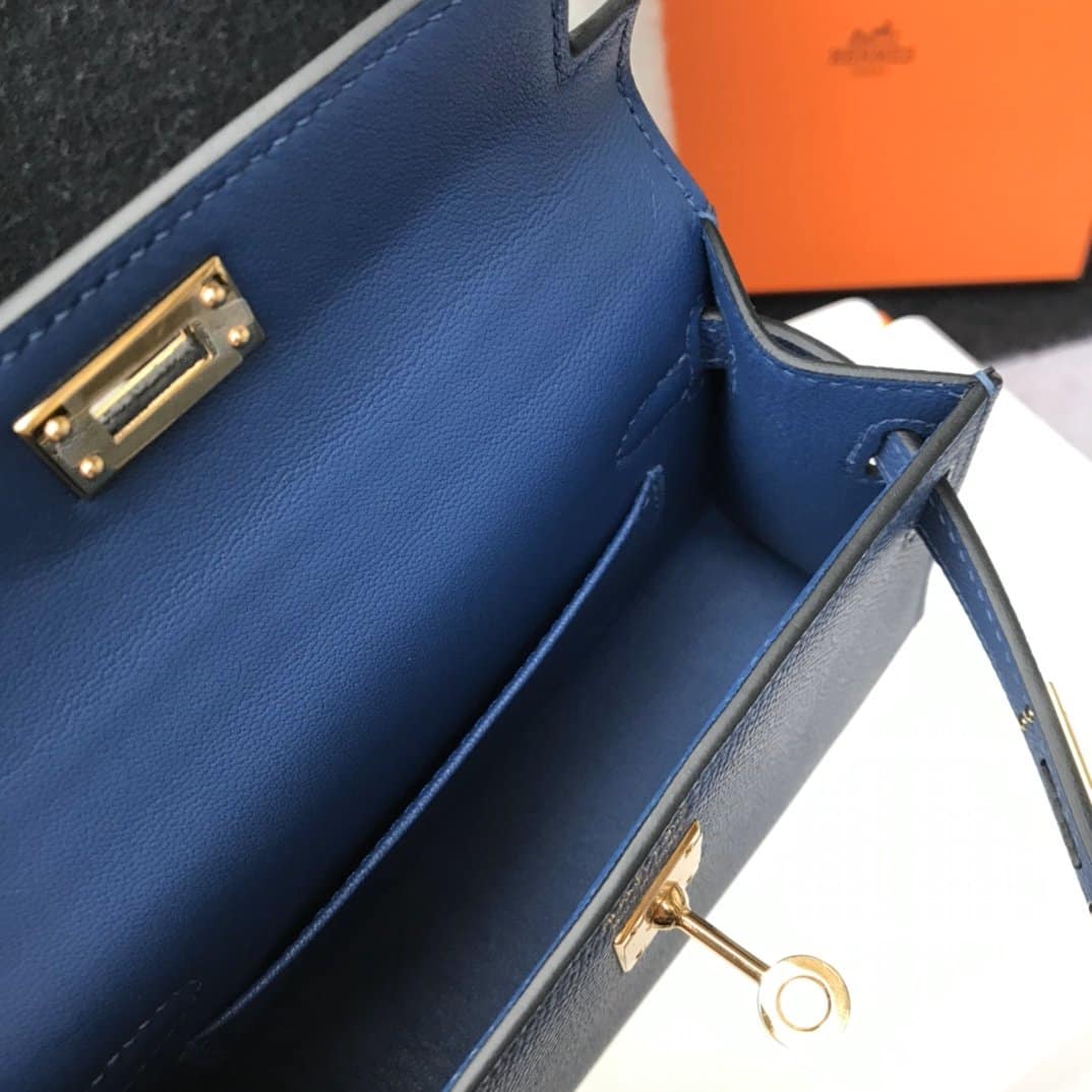 1:1 Replica Hermes Kelly 19 Blue France Swift Bag For Women, Women's Handbags, Shoulder Bags 7.5in/19cm - Image 8
