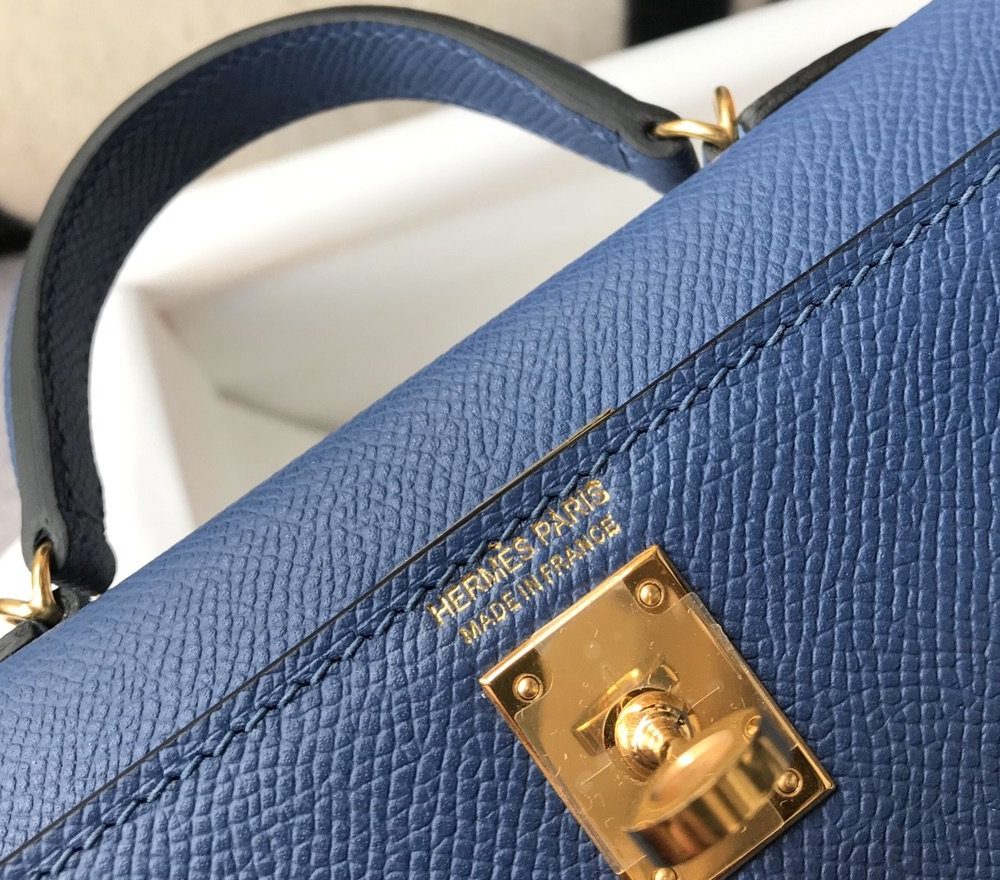 1:1 Replica Hermes Kelly 19 Blue France Swift Bag For Women, Women's Handbags, Shoulder Bags 7.5in/19cm