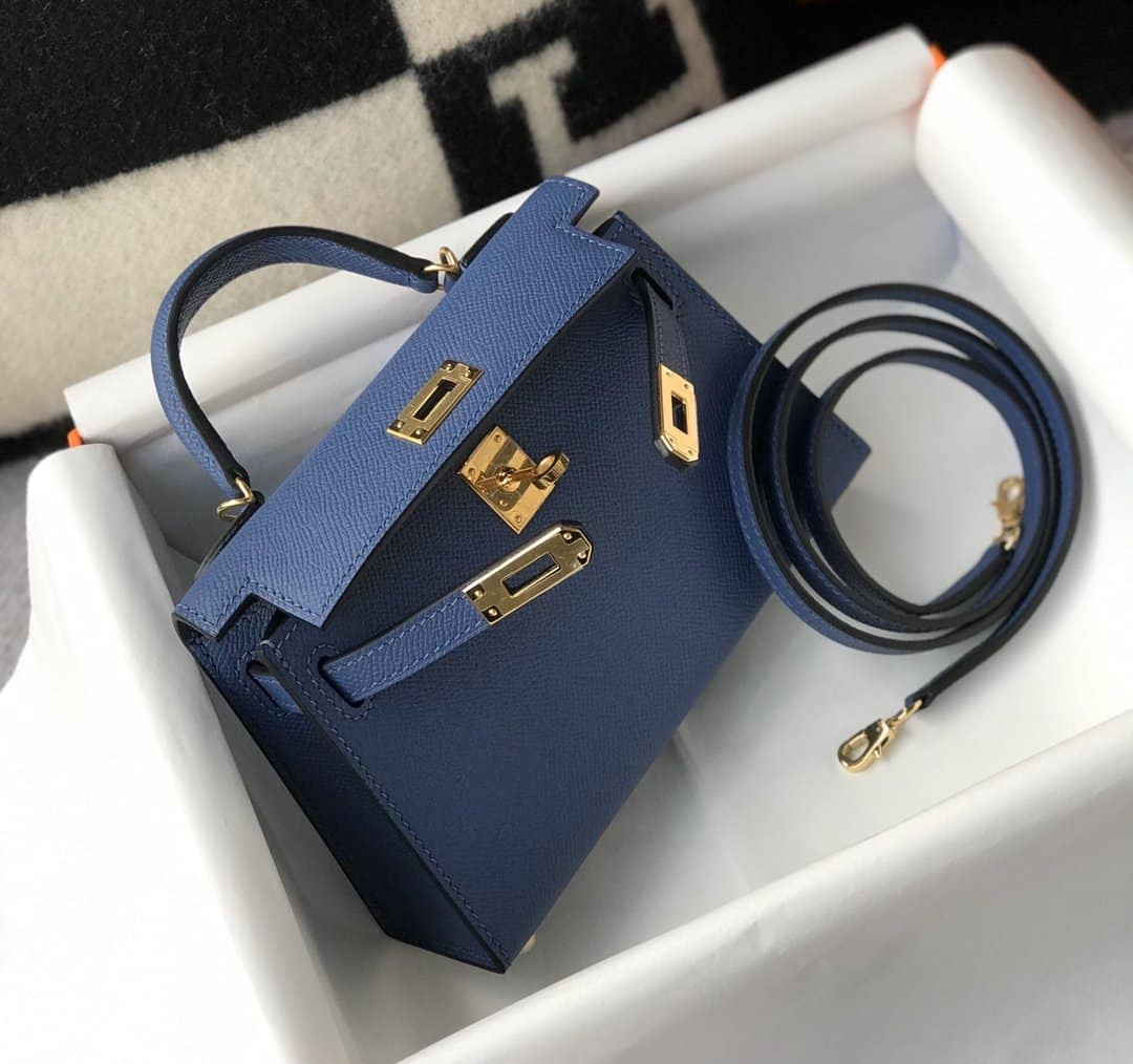 1:1 Replica Hermes Kelly 19 Blue France Swift Bag For Women, Women's Handbags, Shoulder Bags 7.5in/19cm - Image 7