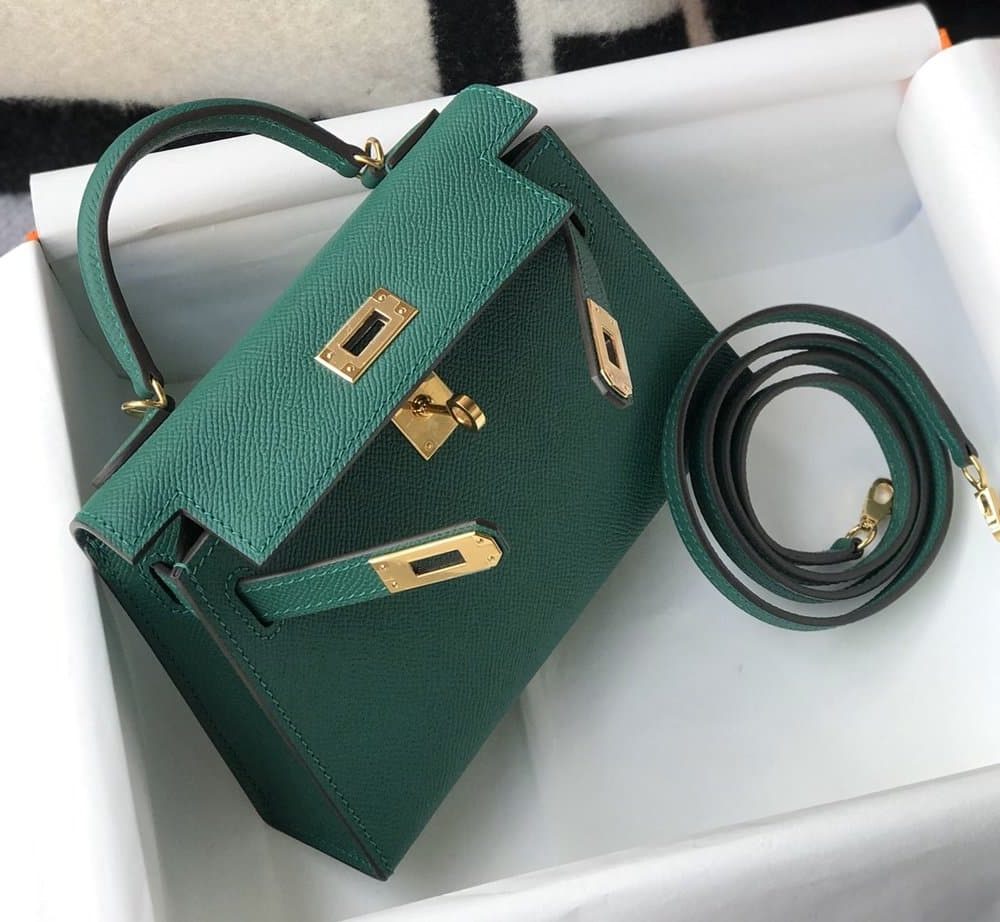 1:1 Replica Hermes Kelly 19 Green With Gold Toned Hardware Bag For Women, Women's Handbags, Shoulder Bags 7.5in/19cm