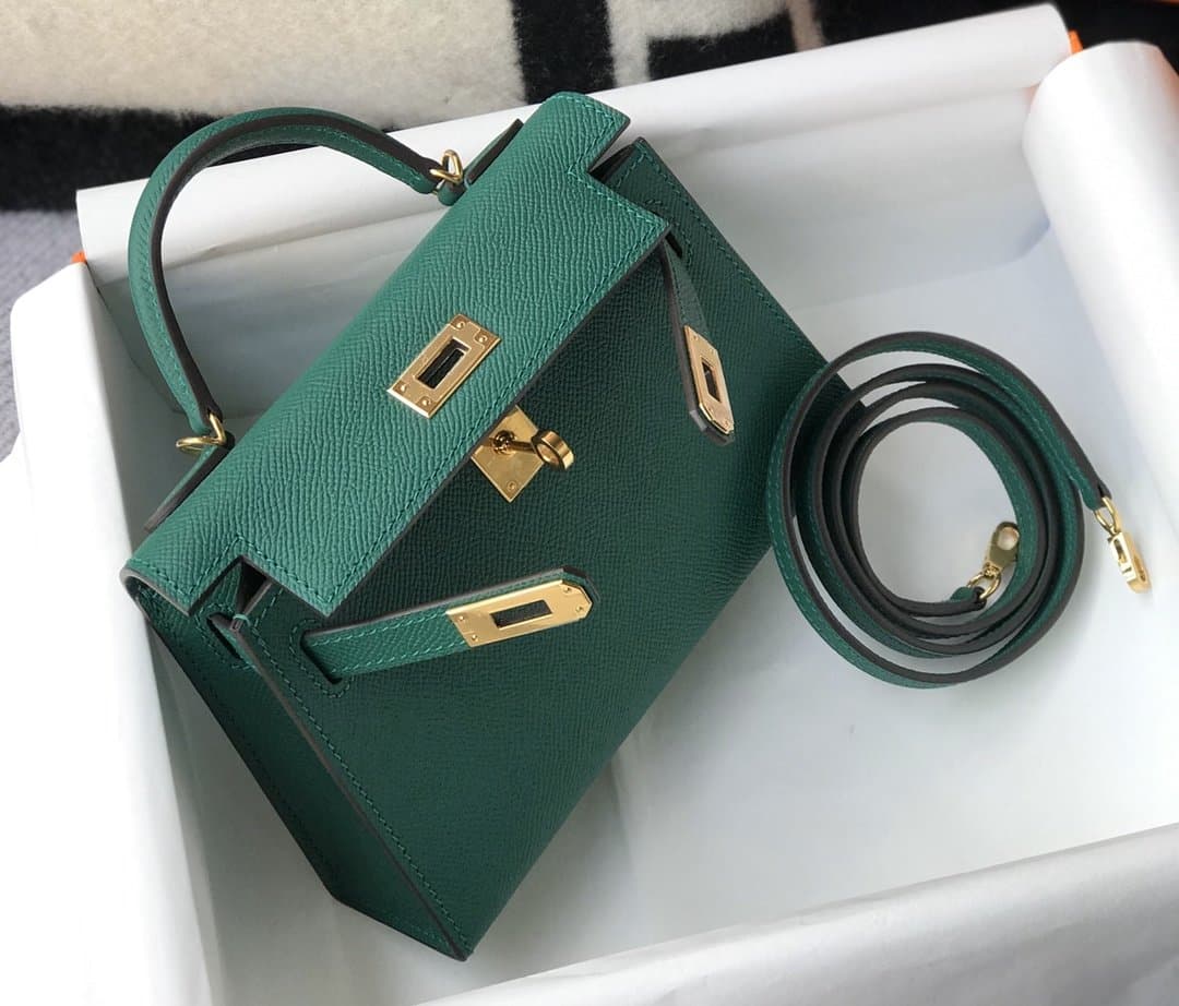 1:1 Replica Hermes Kelly 19 Green With Gold Toned Hardware Bag For Women, Women's Handbags, Shoulder Bags 7.5in/19cm - Image 6
