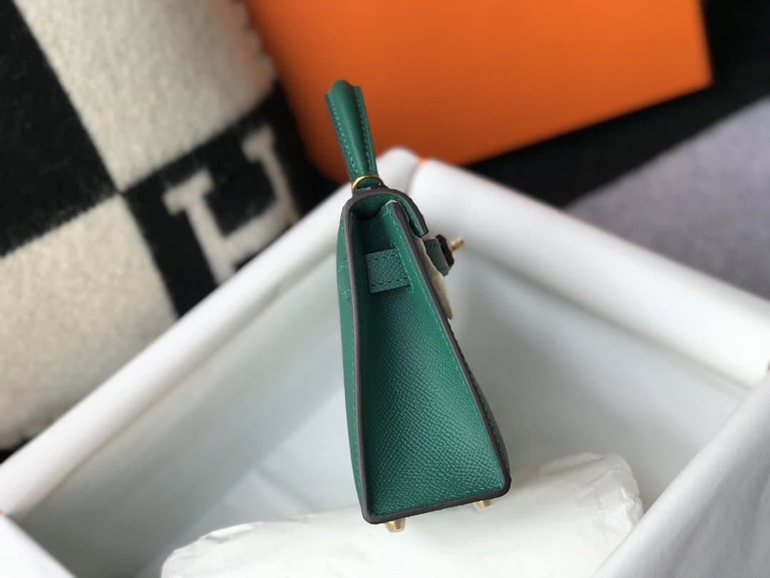 1:1 Replica Hermes Kelly 19 Green With Gold Toned Hardware Bag For Women, Women's Handbags, Shoulder Bags 7.5in/19cm - Image 2